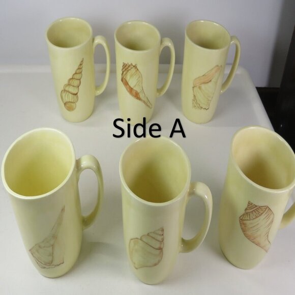 Sea Shell (6) Mugs NO DUPLICATES front or back Vintage, Signed, has chips - Picture 1 of 10